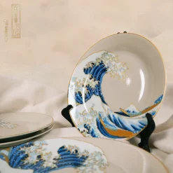 Disitrneo Die Große Welle von Kanagawa Set aus 4 Tellern Outlet