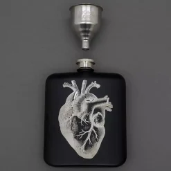 Iron u0026 Glory For Medicinal Purposes - Flachmann mit Abbildung eines anatomischen Herzens Best