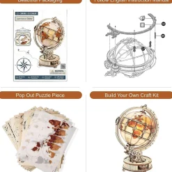 ROKR Leuchtender Globus Holzbausatz Hot