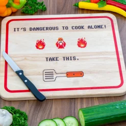 getDigital Schneidebrett Dangerous to cook alone Hot