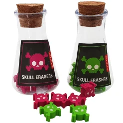Kikkerland Totenkopf-Radiergummis in Erlenmeyer-Kolben New